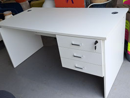 Large White Laminate 3 Drawer Desk with Keys