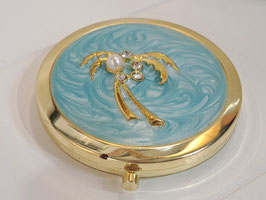 BRAND NEW Turquoise & Gold Palm Tree Compact Mirror