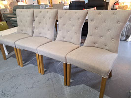 Set 4 Stud Edge Beige Button Back Dining Chairs