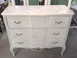 Marble Top Vintage Pale Blue Painted Chest of Drawers