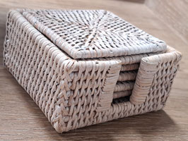 Set 6 Whitewash Cane Coasters