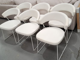 "Calligaris" Italian Made Set 6 White Leather Dining Chairs