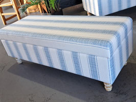 BRAND NEW Light Blue Striped Storage Ottoman - Small