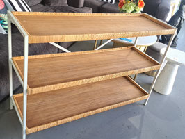 BRAND NEW White Metal Frame Cane Tiered Shelves