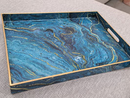 BRAND NEW Teal & Gold Marbled Tray