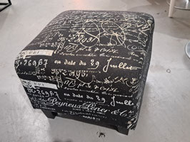 Black & White Script Square Ottoman