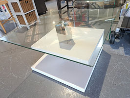 Square Glass Top Gloss White Coffee Table