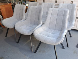 "Arabella" Set 6 Light Grey Upholstered Dining Chairs