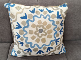 Blue & Gold Pattern Feather Cushion
