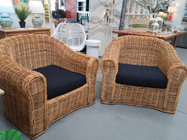 Pair Large Cane Armchairs