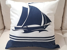 BRAND NEW Navy & White Nautical Sail Boat Cushion