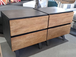 Pair Hardwood Timber Bedsides