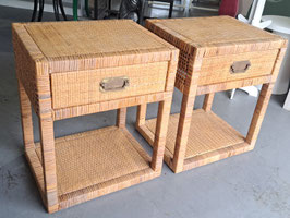 Pair Cane Bedside Tables