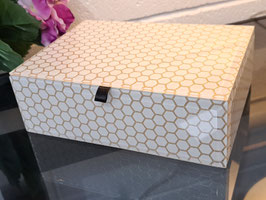 BRAND NEW White & Gold Honeycomb Glass Jewellery Box