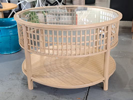 BRAND NEW Round Glass Top Cane Coffee Table