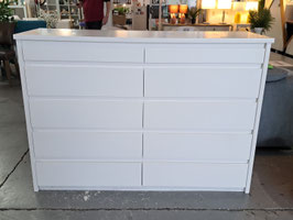 Custom Made Large Satin White Chest of Drawers