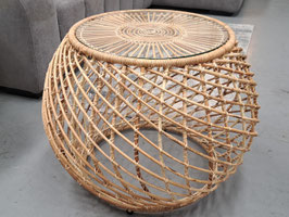 "Freedom" Round Cane Glass Top Coffee Table