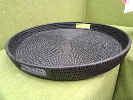 Round Black Cane Tray - 2 Available