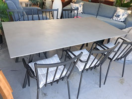 "Early Settler" Grey Concrete Top Black Metal 7 Pce Dining Set