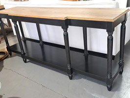 "Oka" Long Oak Top Black Timber Hall Table