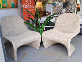 Pair "Pottery Barn" Heavy Duty Wicker Weatherproof Lounge Chairs