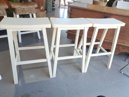 Set 3 White Timber Stools