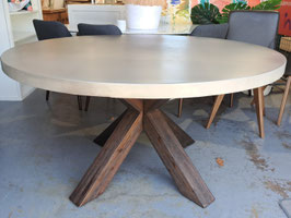 "Nick Scali" Round Grey Concrete Top 6 Seater Dining Table