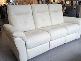 Cream Leather 3 Seater Manual Reclining Lounge