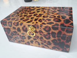 BRAND NEW Large Leopard Print Glass Jewellery Box