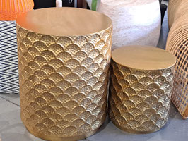 BRAND NEW Round Gold Scallop Metal Side Table - 2 Sizes