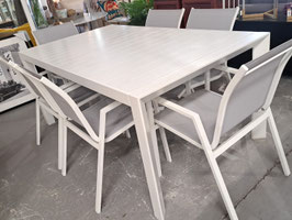 "Vivin" Weatherproof White Aluminium 7 Pce Dining Suite