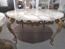 Vintage Italian Gold Aluminium Marble Top Coffee Table