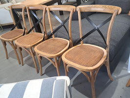 "Provincial Home Living" Set 4 Oak Cross Back Dining Chairs