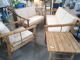 EX DISPLAY Weatherproof Bamboo 4 Pce Outdoor Lounge Suite