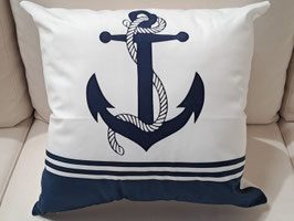 BRAND NEW Nautical Navy & White Ship Anchor Cushion