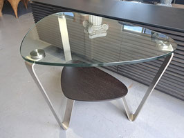 Stainless, Timber & Glass Side Table