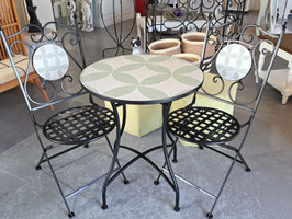 BRAND NEW Sage Green & White Tile Mosaic 3 Pce Patio Setting