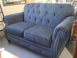 "Ashley Furniture" Denim Blue Button Back 2 Seater Lounge