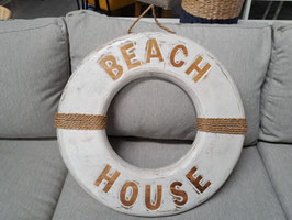 "Beach House" White Timber Decor Buoy