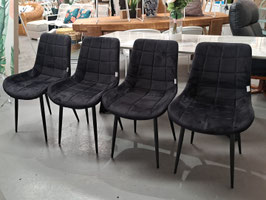 Set 4 Black Velvet Dining Chairs