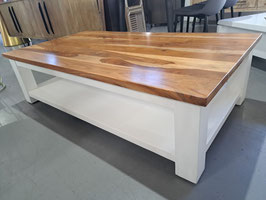 Large Hardwood White Base Coffee Table - 1 Left