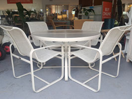 "Casualife" Cream Aluminium Frame 5 Pce Weatherproof Dining Suite