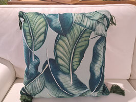 BRAND NEW Green Leaves Tassle Cushion - 2 Available