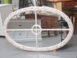 Distressed White Timber Frame Oval Mirror