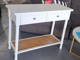 BRAND NEW White & Cane 2 Drawer Hall Table