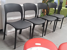 Set 4 Black Resin Weatherproof Dining Chairs