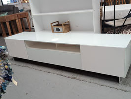 Long Gloss White & Glass TV Entertainment Unit