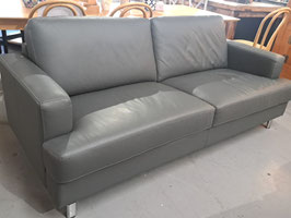 "Oz Design" Slate Grey Leather 3 Seater Lounge