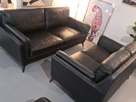 "Kick Furniture" Black Leather Lounge Suite