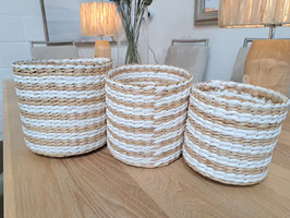 BRAND NEW White Stripe Seagrass Basket - 3 Sizes